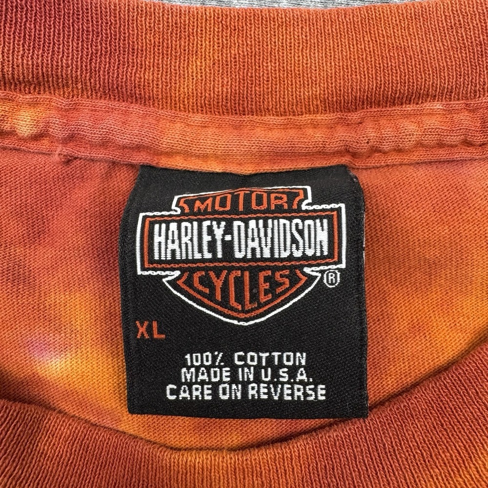 Harley Davidson Shirt XL Tie Dye Long Sleeve USA Motorcycle Flame Vtg Texas - Picture 7 of 15